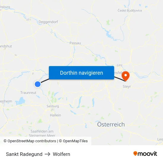 Sankt Radegund to Wolfern map