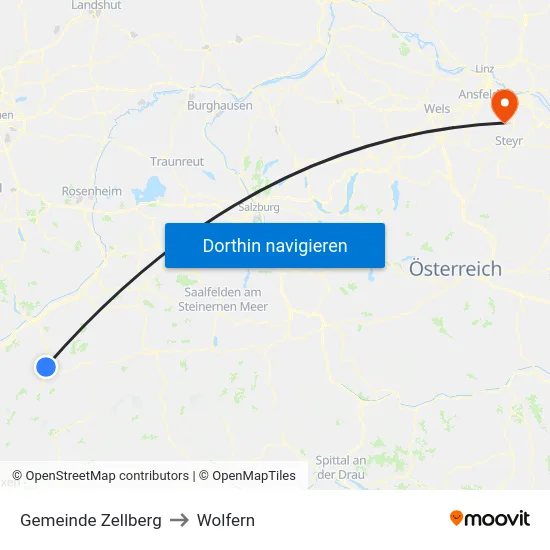 Gemeinde Zellberg to Wolfern map