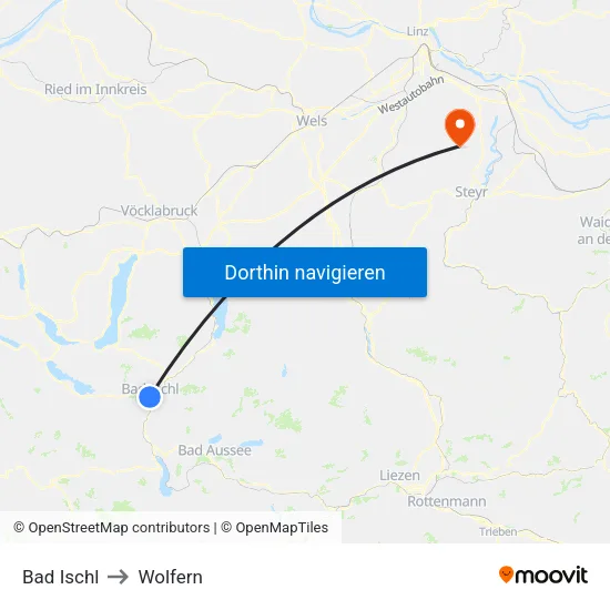 Bad Ischl to Wolfern map