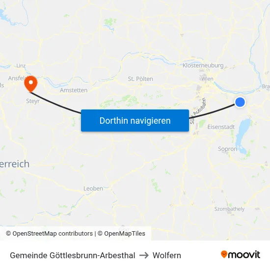 Gemeinde Göttlesbrunn-Arbesthal to Wolfern map