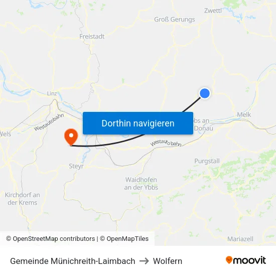 Gemeinde Münichreith-Laimbach to Wolfern map