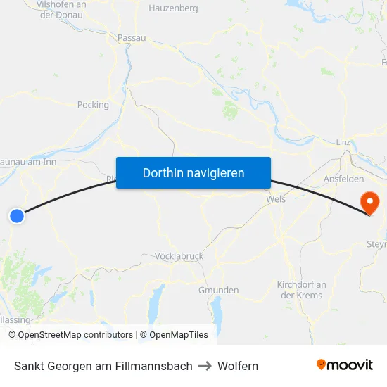 Sankt Georgen am Fillmannsbach to Wolfern map