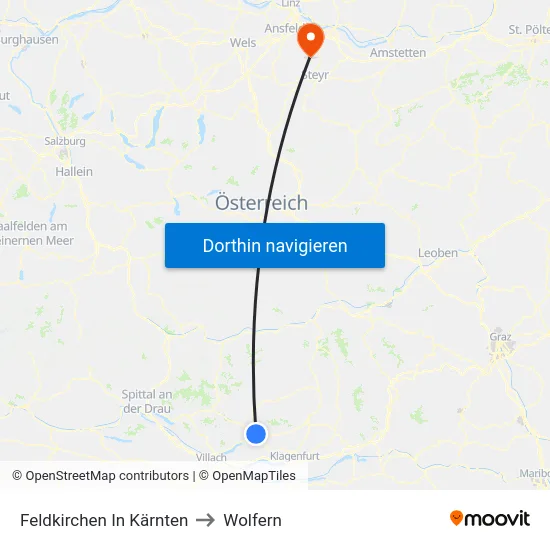Feldkirchen In Kärnten to Wolfern map