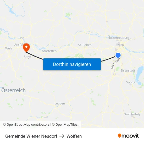 Gemeinde Wiener Neudorf to Wolfern map