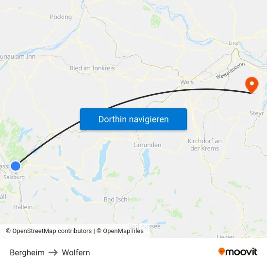 Bergheim to Wolfern map