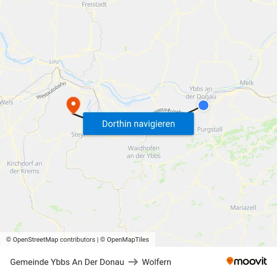 Gemeinde Ybbs An Der Donau to Wolfern map