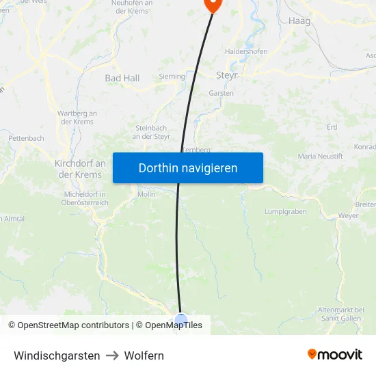 Windischgarsten to Wolfern map