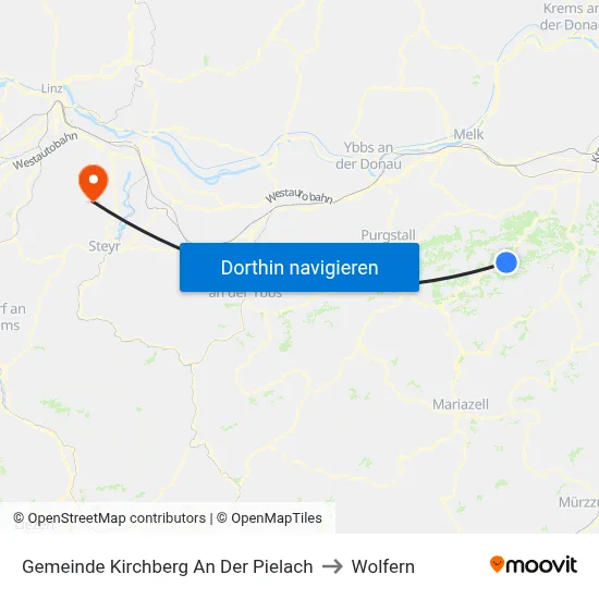 Gemeinde Kirchberg An Der Pielach to Wolfern map