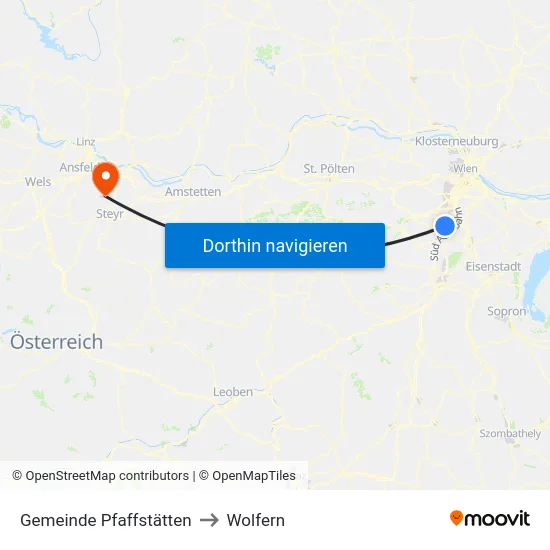 Gemeinde Pfaffstätten to Wolfern map