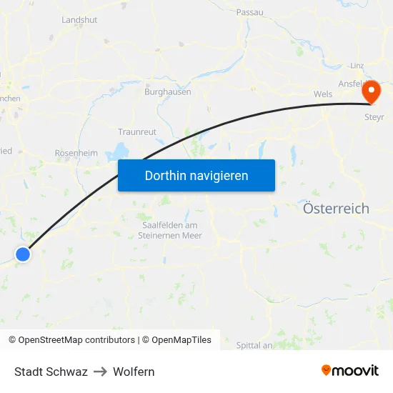 Stadt Schwaz to Wolfern map