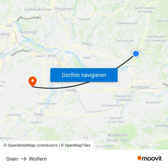 Grein to Wolfern map