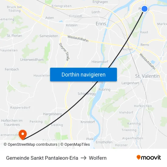 Gemeinde Sankt Pantaleon-Erla to Wolfern map