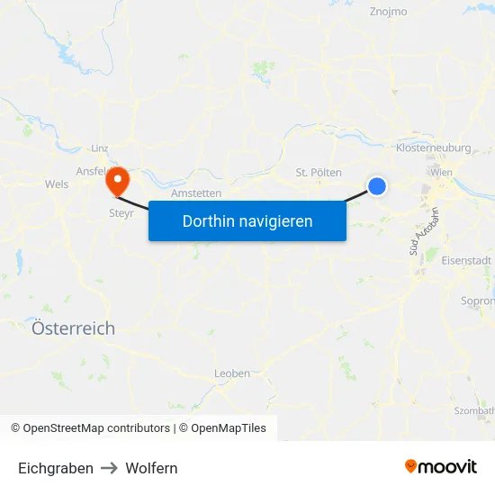 Eichgraben to Wolfern map