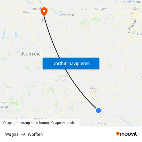 Wagna to Wolfern map