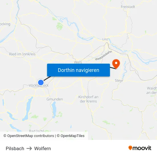 Pilsbach to Wolfern map