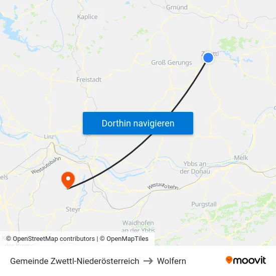 Gemeinde Zwettl-Niederösterreich to Wolfern map