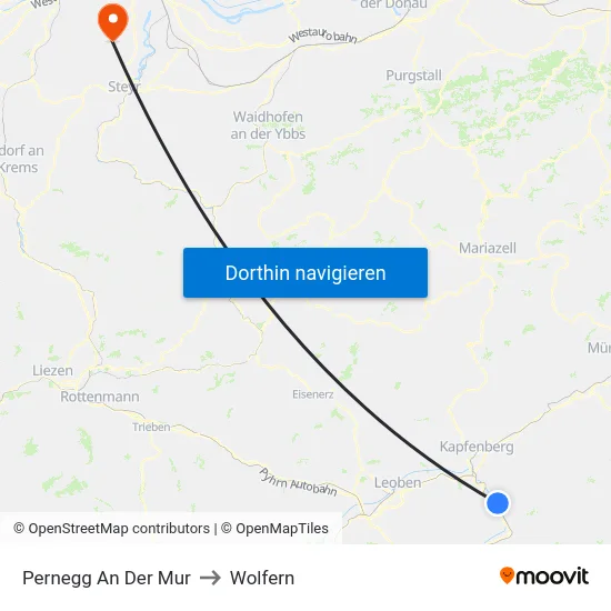 Pernegg An Der Mur to Wolfern map