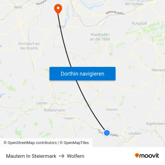 Mautern In Steiermark to Wolfern map