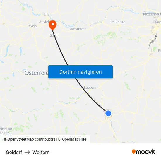 Geidorf to Wolfern map