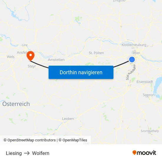 Liesing to Wolfern map
