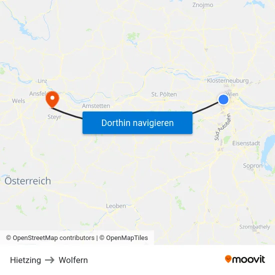 Hietzing to Wolfern map