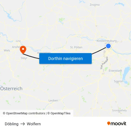 Döbling to Wolfern map