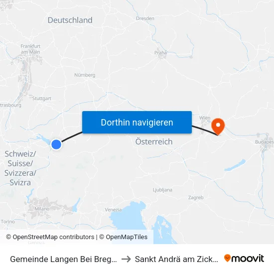 Gemeinde Langen Bei Bregenz to Sankt Andrä am Zicksee map