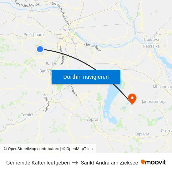 Gemeinde Kaltenleutgeben to Sankt Andrä am Zicksee map