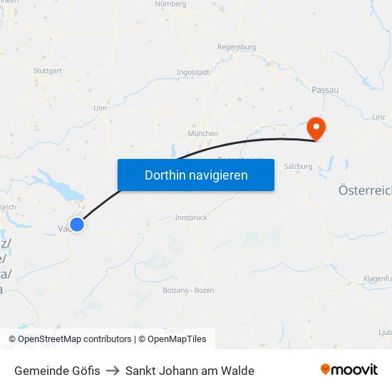 Gemeinde Göfis to Sankt Johann am Walde map