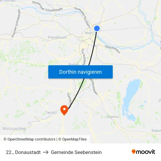 22., Donaustadt to Gemeinde Seebenstein map