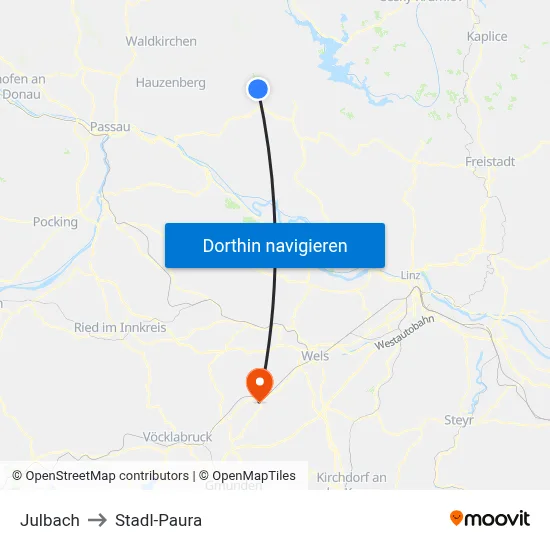 Julbach to Stadl-Paura map
