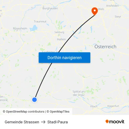 Gemeinde Strassen to Stadl-Paura map