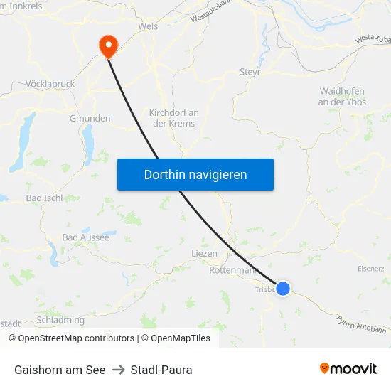 Gaishorn am See to Stadl-Paura map