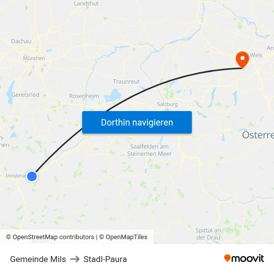 Gemeinde Mils to Stadl-Paura map