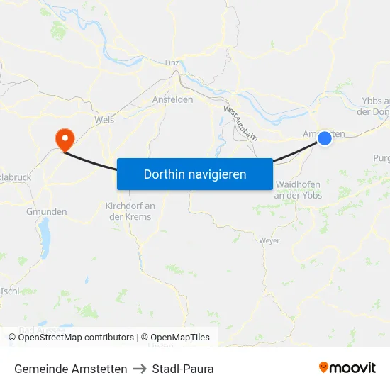 Gemeinde Amstetten to Stadl-Paura map