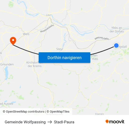 Gemeinde Wolfpassing to Stadl-Paura map
