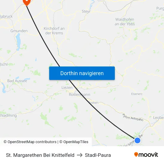 St. Margarethen Bei Knittelfeld to Stadl-Paura map