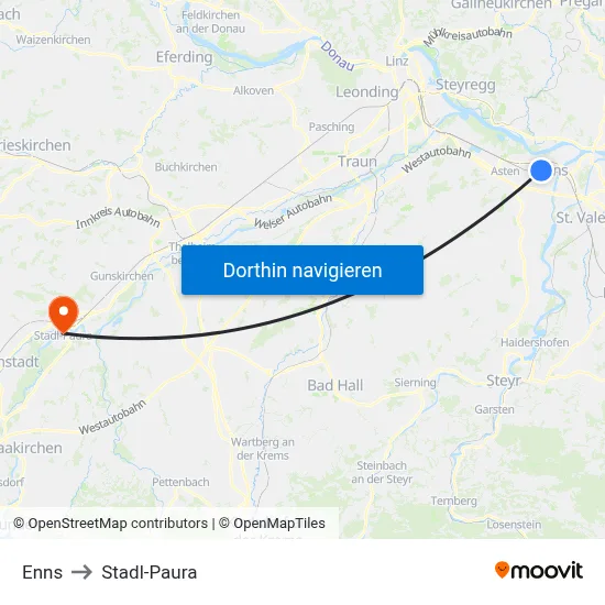 Enns to Stadl-Paura map