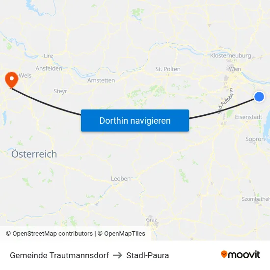 Gemeinde Trautmannsdorf to Stadl-Paura map