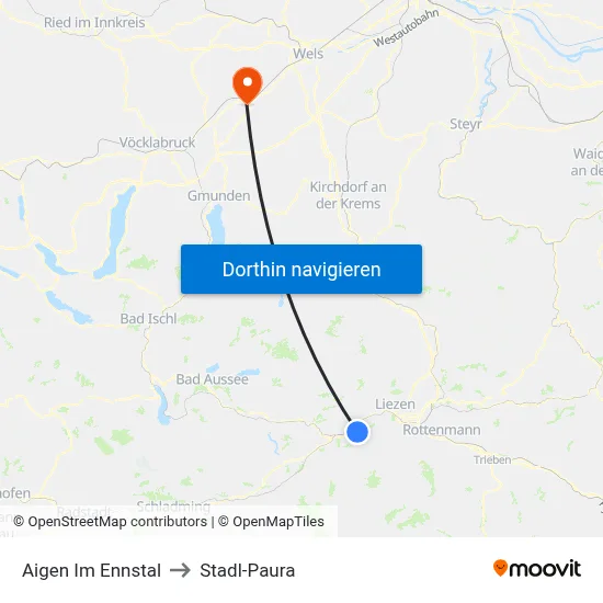 Aigen Im Ennstal to Stadl-Paura map