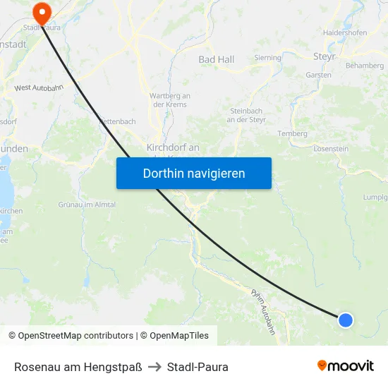 Rosenau am Hengstpaß to Stadl-Paura map
