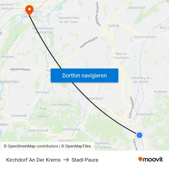Kirchdorf An Der Krems to Stadl-Paura map