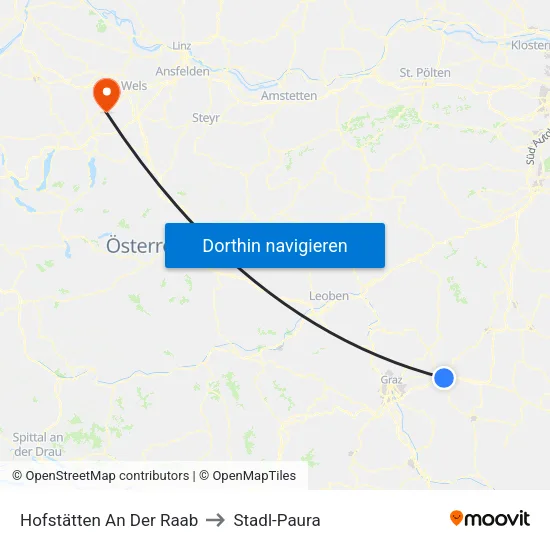 Hofstätten An Der Raab to Stadl-Paura map