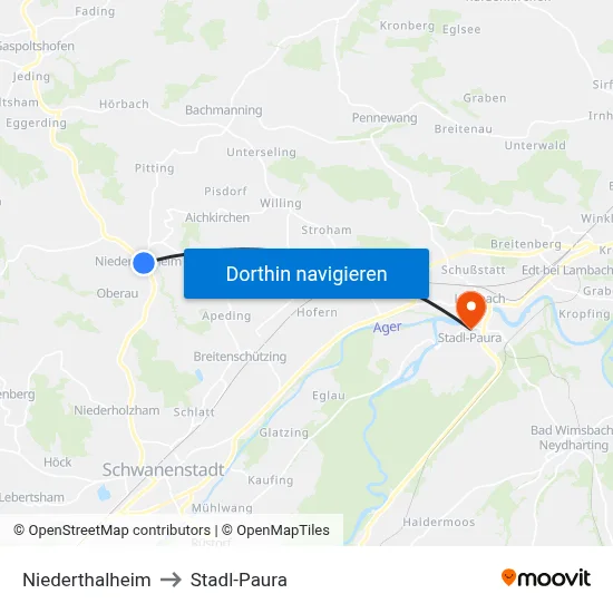 Niederthalheim to Stadl-Paura map