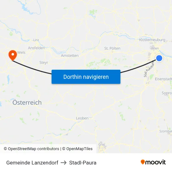 Gemeinde Lanzendorf to Stadl-Paura map