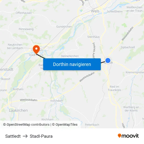 Sattledt to Stadl-Paura map
