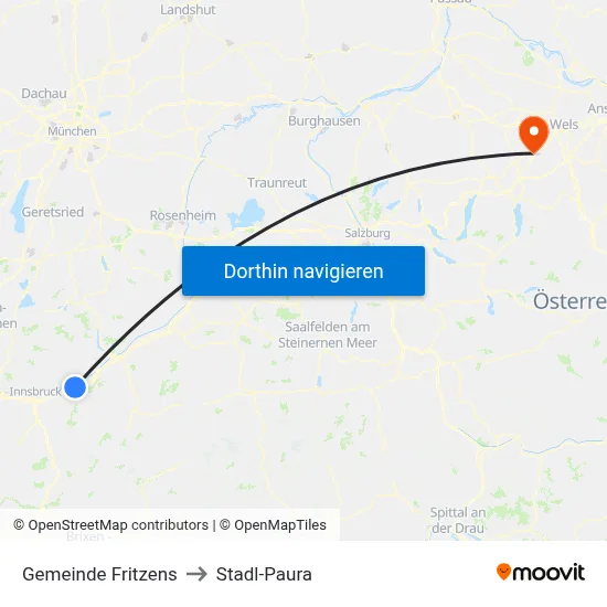 Gemeinde Fritzens to Stadl-Paura map