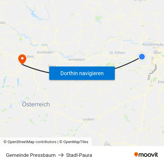 Gemeinde Pressbaum to Stadl-Paura map