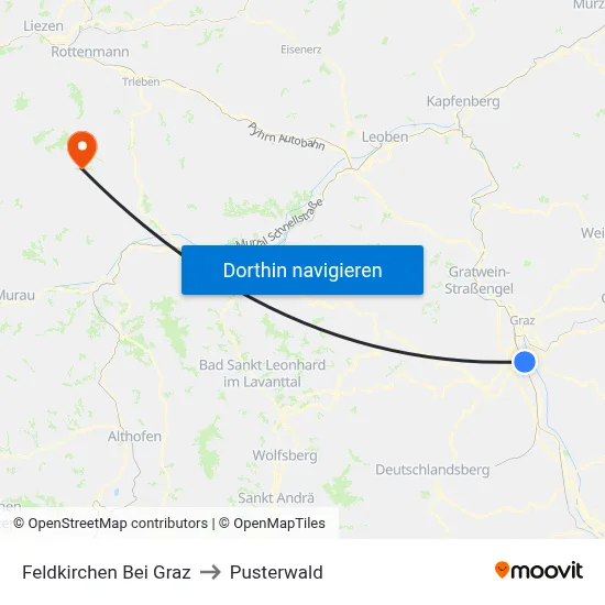 Feldkirchen Bei Graz to Pusterwald map