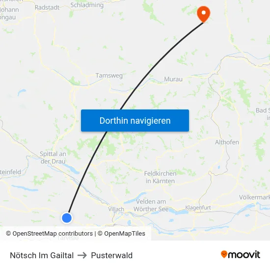 Nötsch Im Gailtal to Pusterwald map